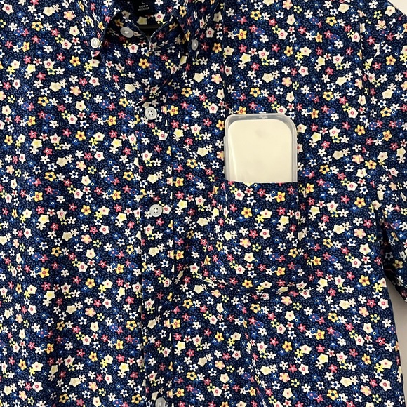 JCrew Flex Floral Short Sleeve Button Front Cotton Blend Shirt Sz L - Picture 3 of 11